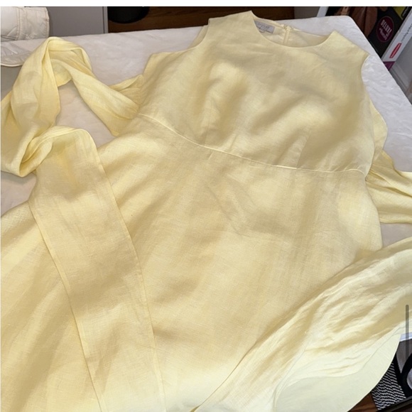 Hobbs London Sleeveless pastel or butter yellow linen dress, uk 8/eu 36/us 4 - Picture 5 of 5